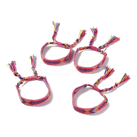 Polyester-cotton Braided Rhombus Pattern Cord Bracelet FIND-PW0013-001A-09-1