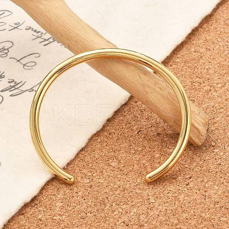 Ion Plating(IP) 304 Stainless Steel Simple Thin Cuff Bangles X-BJEW-P296-02G-1