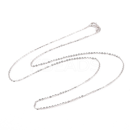 Anti-Tarnish Rhodium Plated 925 Sterling Silver Cable Chains Necklace for Women STER-I021-08A-P-1