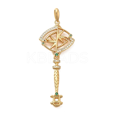 Brass Micro Pave Cubic Zirconia Big Pendants X1-KK-B147-04G-10-1