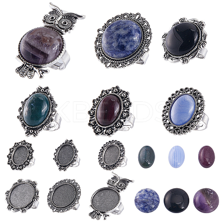 DIY Gemstone Finger Rings Making Kit DIY-SC0022-33-1