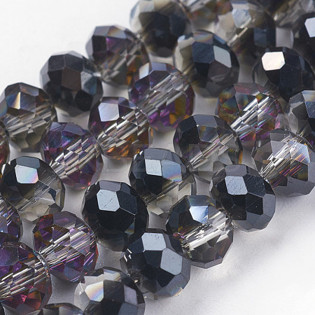 Half Plated Faceted Rondelle Electroplate Glass Bead Strands X-EGLA-D020-6x4mm-12-1