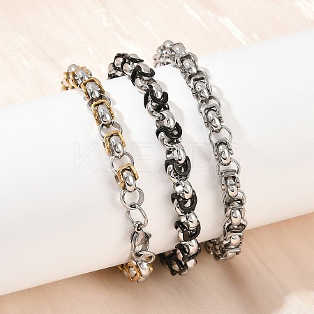8MM 201 Stainless Steel Byzantine Chain Bracelets for Women BJEW-B143-06-1