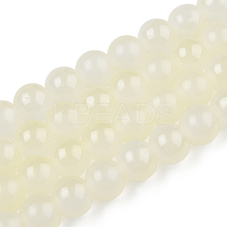 Baking Painted Imitation Jade Glass Round Bead Strands DGLA-N003-6mm-02-1