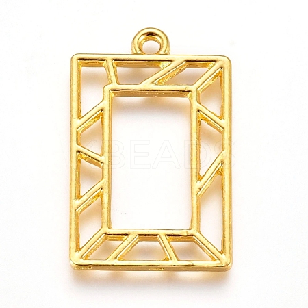Zinc Alloy Open Back Bezel Pendants PALLOY-D199-07G-1