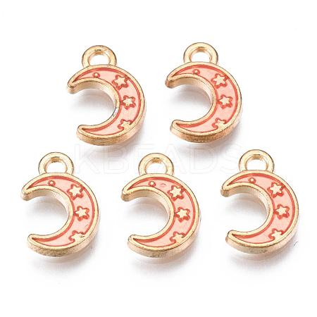 Light Gold Plated Alloy Enamel Pendants X-ENAM-R136-19A-1