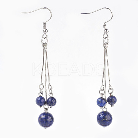 Natural Lapis Lazuli Dangle Earrings EJEW-JE02813-05-1