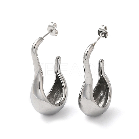 Non-Tarnish 304 Stainless Steel Twist Teardrop Stud Earrings EJEW-K244-33P-1