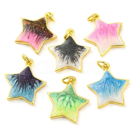 Brass Enamel Pendants KK-S401-15G-1