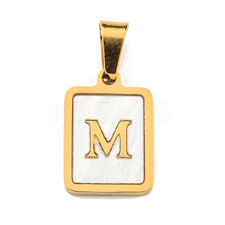 PVD Vacuum Plating 304 Stainless Steel Pave Natural White Shell Pendants STAS-S130-03G-M-1