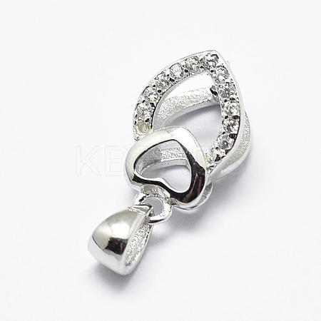 Anti-Tarnish Rhodium Plated 925 Sterling Silver Micro Pave Cubic Zirconia Pendant Bails STER-E053-14P-1