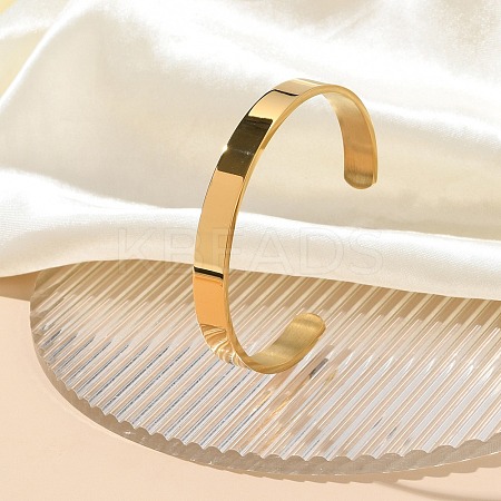 304 Stainless Steel Plain Cuff Bangles for Women BJEW-P344-01B-G-1