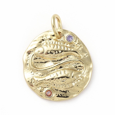 Brass Micro Pave Cubic Zirconia Pendants ZIRC-G157-03E-01G-1