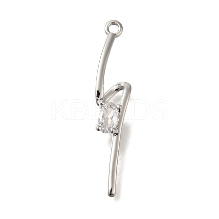 Brass Micro Pave Clear Cubic Zirconia Pendants KK-M301-12P-1