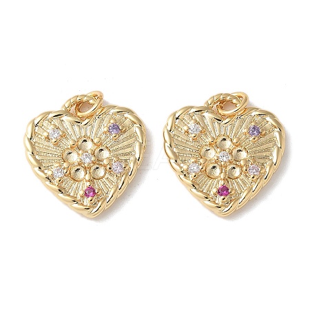 Brass Micro Pave Clear Cubic Zirconia Pendants KK-Q031-44G-10-1
