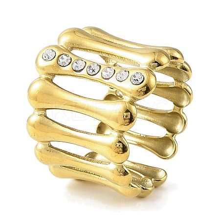 Ion Plating(IP) 304 Stainless Steel Open Cuff Ring for Women RJEW-F166-04G-02-1