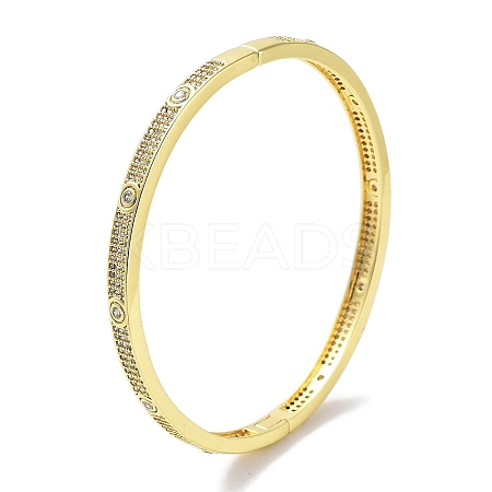 Brass Micro Pave Clear Cubic Zirconia Hinged Bangles for Women BJEW-Z061-15B-1