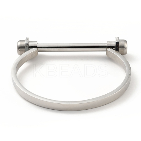 Non-Tarnish 304 Stainless Steel D Shape Bar Screw Bangle BJEW-G636-05A-P-1