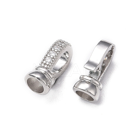 Rack Plating Brass Micro Pave Clear Cubic Zirconia Fold Over Clasps LS-KK-E080-02P-1