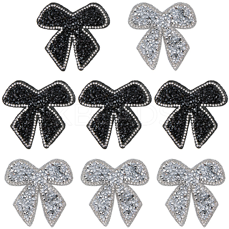 8Pcs 2 Colors Bowknot Hotfix Rhinestone Iron on Patches Appliques DIY-CP0009-66-1