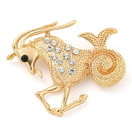 Golden Zinc Alloy with Rhinestone Brooches JEWB-B018-03G-10-1