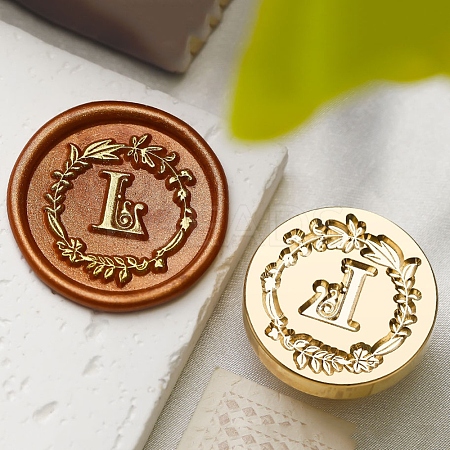 Golden Tone Wax Seal Brass Stamp Head DIY-B079-01G-L-1