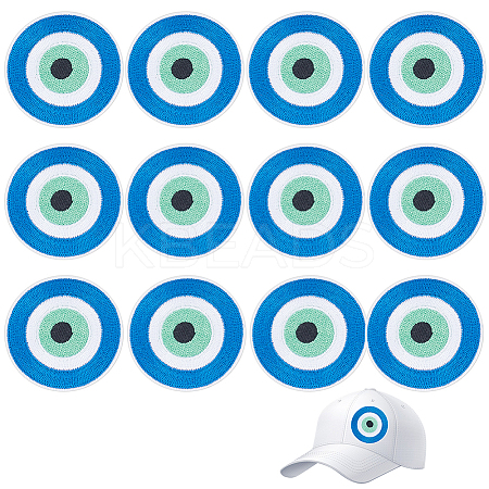 12Pcs Evil Eye Iron on/Sew On Patches PATC-FG0001-87-1