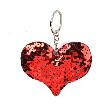 PVC Reflective Sequin Heart Pendant Keychain KEYC-L033-01P-06-1