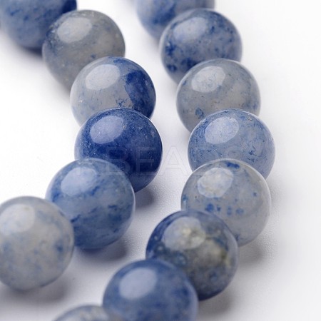 Round Natural Dyed & Heated Blue Aventurine Bead Strands G-J346-23-8mm-1