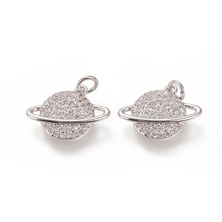 Brass Micro Pave Clear Cubic Zirconia Pendants ZIRC-L091-058P-1
