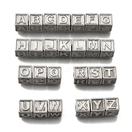 26Pcs 26 Styles 304 Stainless Steel Cube Beads STAS-V009-01P-1