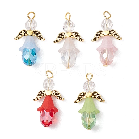 5Pcs 5 Colors Glass Pendants PALLOY-JF03347-1