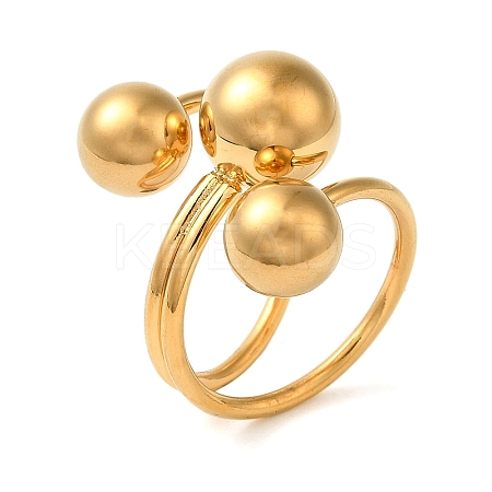 Ion Plating(IP) 304 Stainless Steel Round Wrap Open Cuff Rings for Women Men RJEW-Z054-01G-01-1