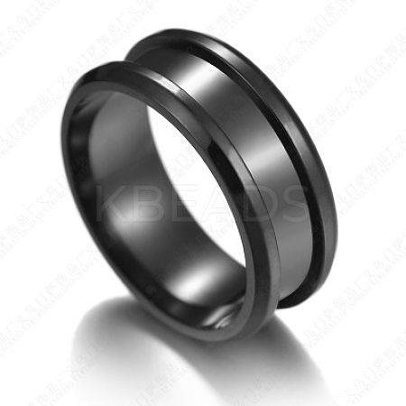 201 Stainless Steel Grooved Finger Ring Settings LS-STAS-TAC0001-10C-B-1