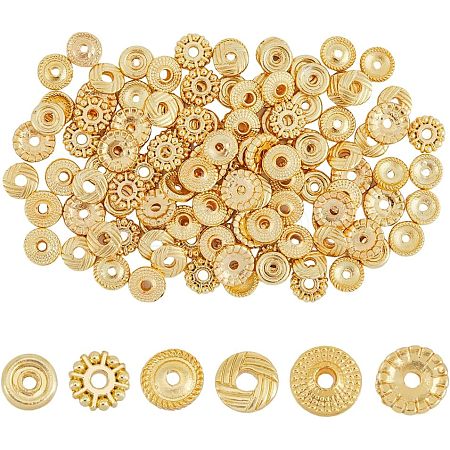 120Pcs 6 Styles Rack Plating Alloy Spacer Beads KK-FH0004-68-1