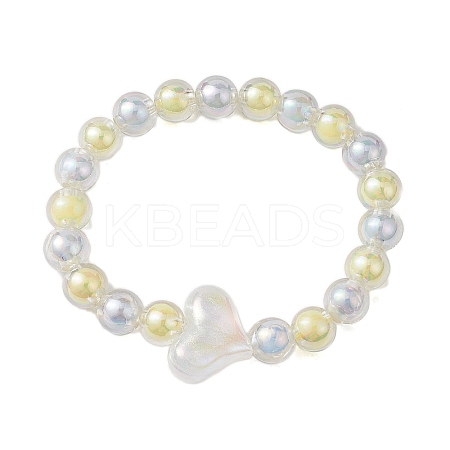 AB Color Round Acrylic Beaded Stretch Bracelets BJEW-JB10535-1