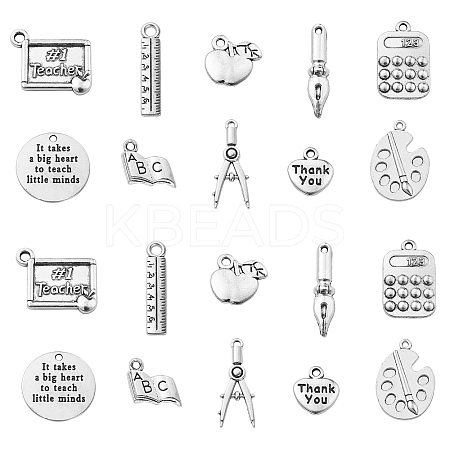 100Pcs 10 Styles Tibetan Style Alloy Pendants TIBEP-CJ0002-97-1