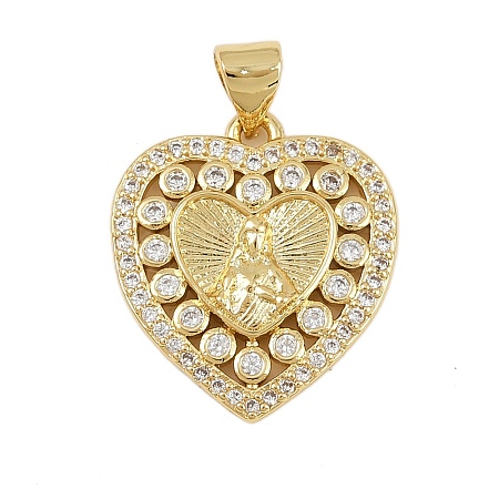 Brass Micro Pave Cubic Zirconia Pendants KK-P323-11D-G02-1
