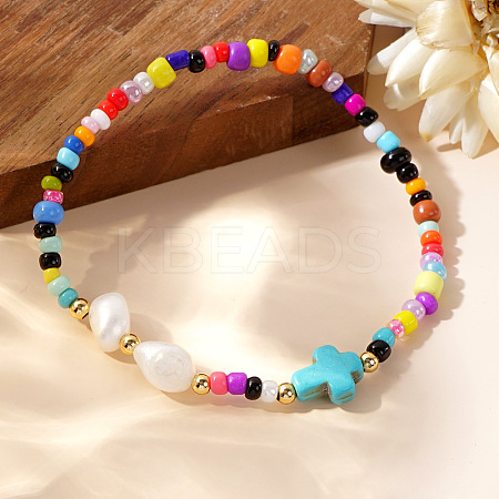 Glass Seed Beaded Stretch Bracelets FX6594-5-1