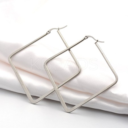 Tarnish Resistant 304 Stainless Steel Angular Hoop Earrings LS-EJEW-P066-04P-1