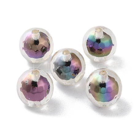 UV Plating Rainbow Iridescent Acrylic Beads OACR-H112-22-1