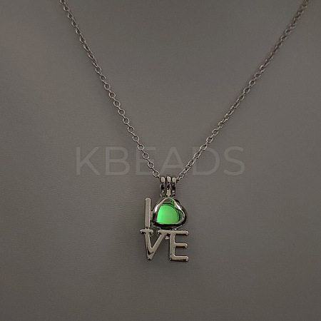 Alloy with Luminous Resin Bead Inside Pendant Necklaces for Women Men FS-WG4D5C2-06-1