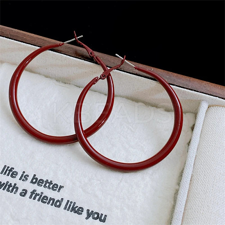 Spray Painted Alloy Hoop Earrings FS-WG43B6B-11-1