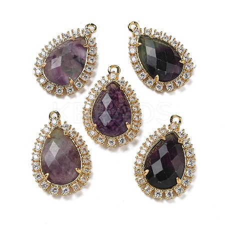 Natural Purple Fluorite Faceted Teardrop Pendants G-I375-01G-10-1