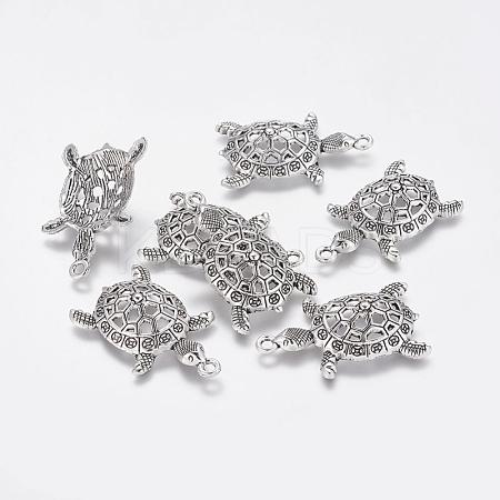 Tibetan Style Alloy Tortoise Pendants TIBEP-Q043-237-RS-1