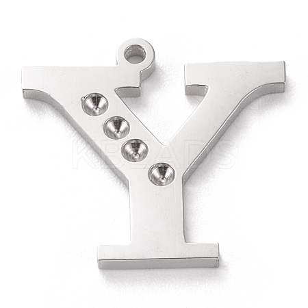 Tarnish Resistant 304 Stainless Steel Letter Pendant Rhinestone Settings STAS-J028-01Y-1