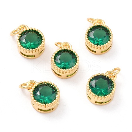 Real 18K Gold Plated Brass Inlaid Cubic Zirconia Charms ZIRC-L100-081G-01-1