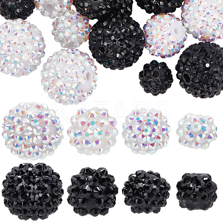 48Pcs 8 Styles Resin Rhinestone Beads RESI-SC003-43-1
