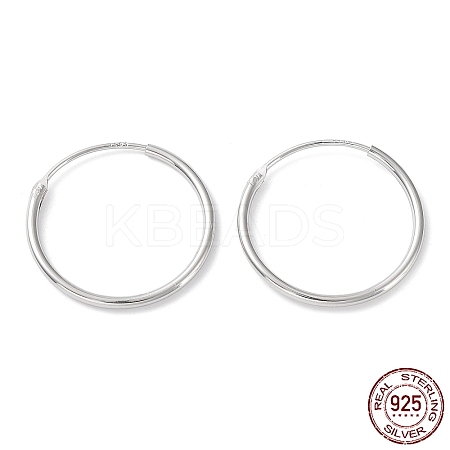 Rhodium Plated 925 Sterling Silver Huggie Hoop Earrings EJEW-K258-02D-P-1