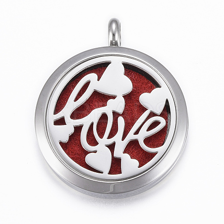 316 Surgical Stainless Steel Diffuser Locket Pendants STAS-H404-42G-1